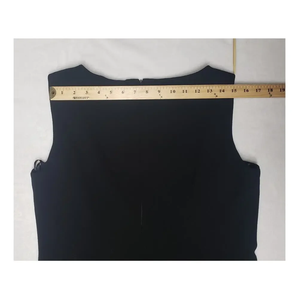 Danny & Nicole Black Sheath Dress Sz 12 Minimalist Y2K Corporate Chic Goth LBD